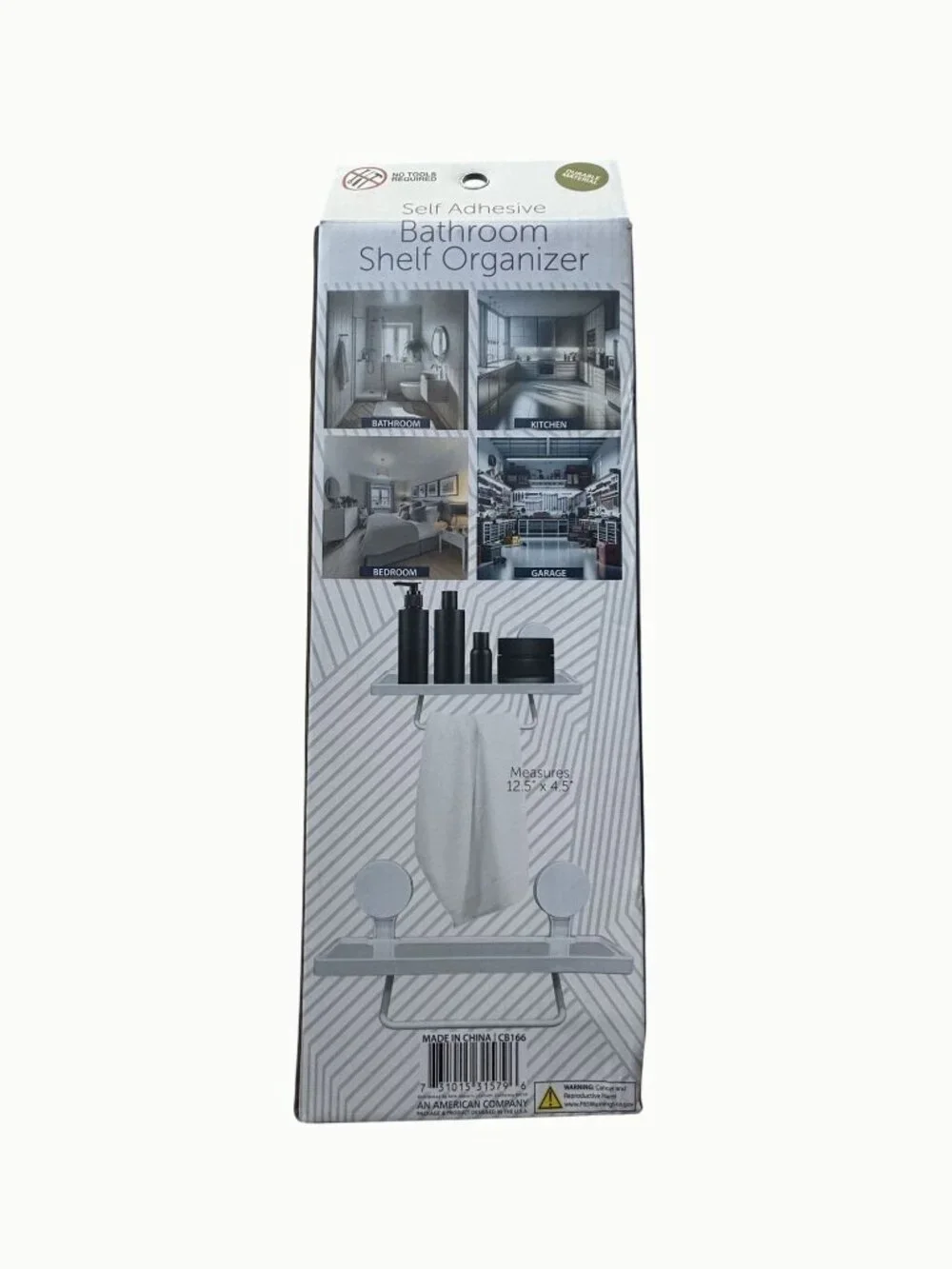 Self Adhesive Bathroom Shelf Towel Holder No Drill Dorm Apartment Organizer NEW